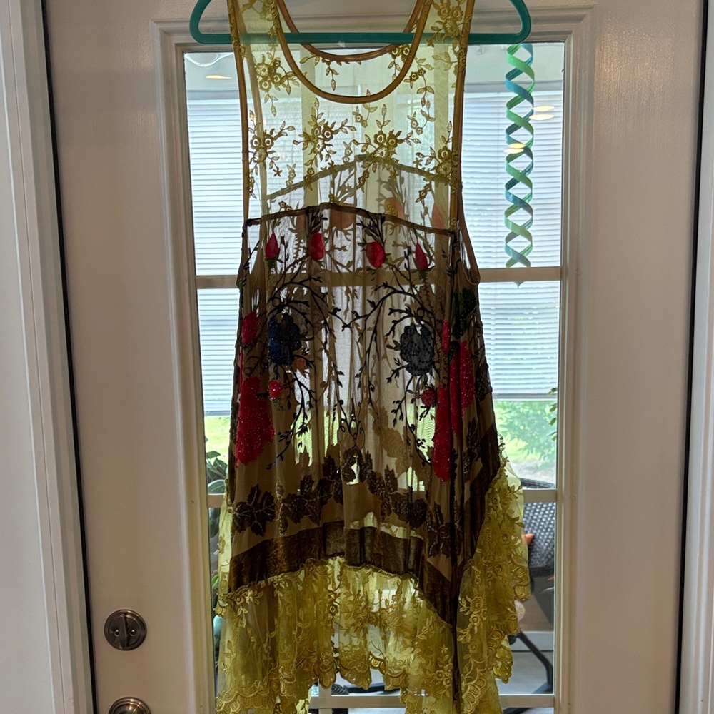 Floral Embroidered Sheer Dress multi colored